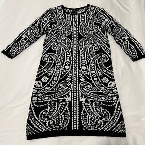 ASOS Petite Black/White Paisley Sweater Dress
